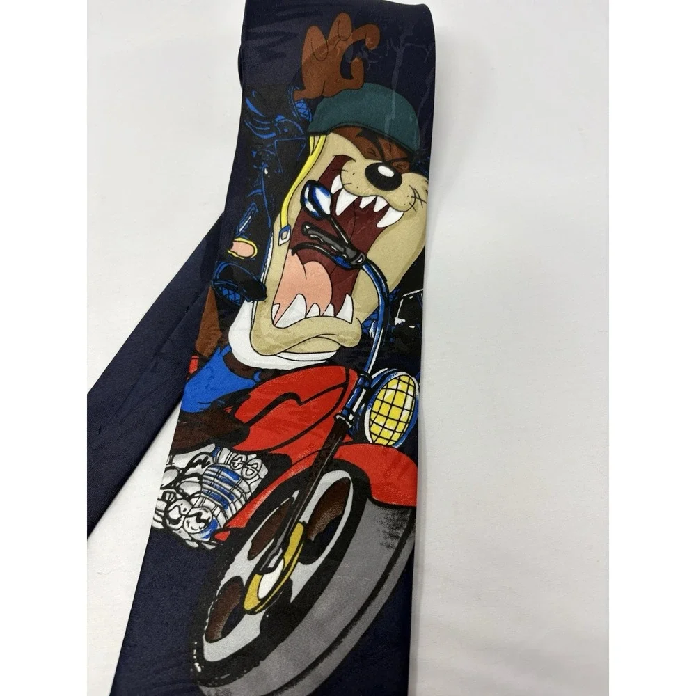 Vintage 1993 Cartoons Looney Tunes Mania- Taz Tasmanian Devil Motorcycle Necktie